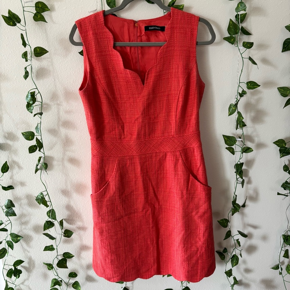 Ellen Tracy | Salmon Colored Scallop Dress